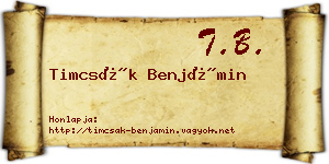 Timcsák Benjámin névjegykártya